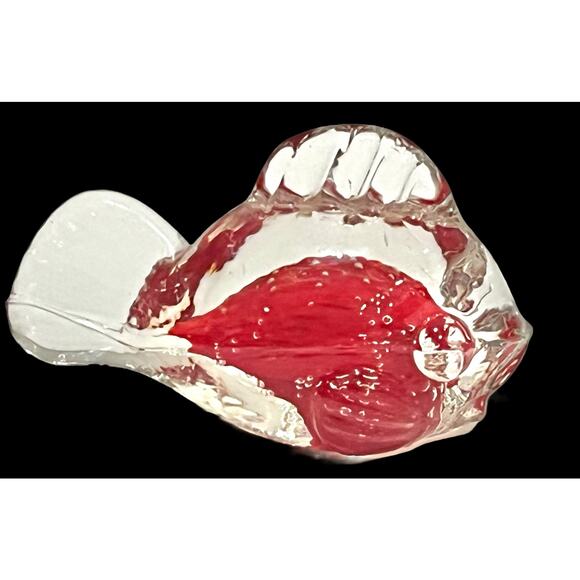 Norcrest Handblown Fish Art Glass Red Control Bubble PAPERWEIGHT Japan 4” Figure - Picture 3 of 7